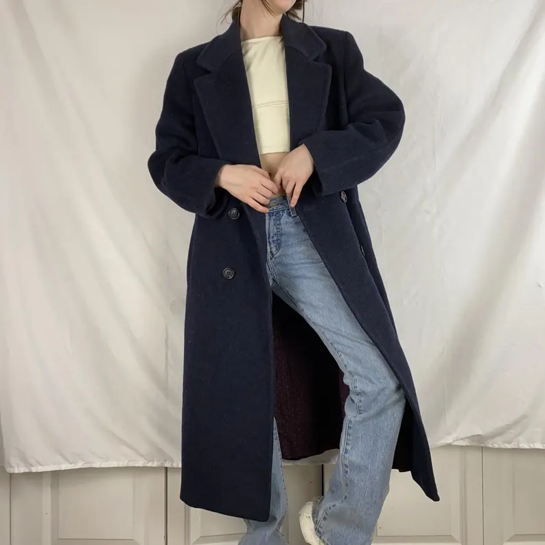 classic navy wool coat.