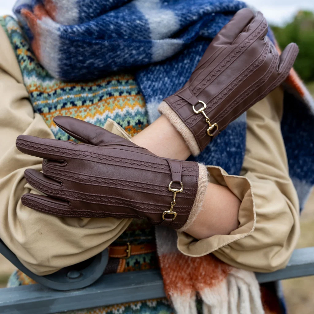 brown leather gloves for women