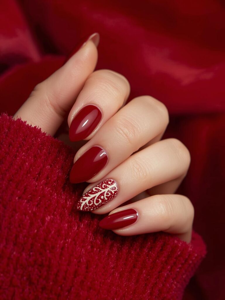 cream white pattern nail art