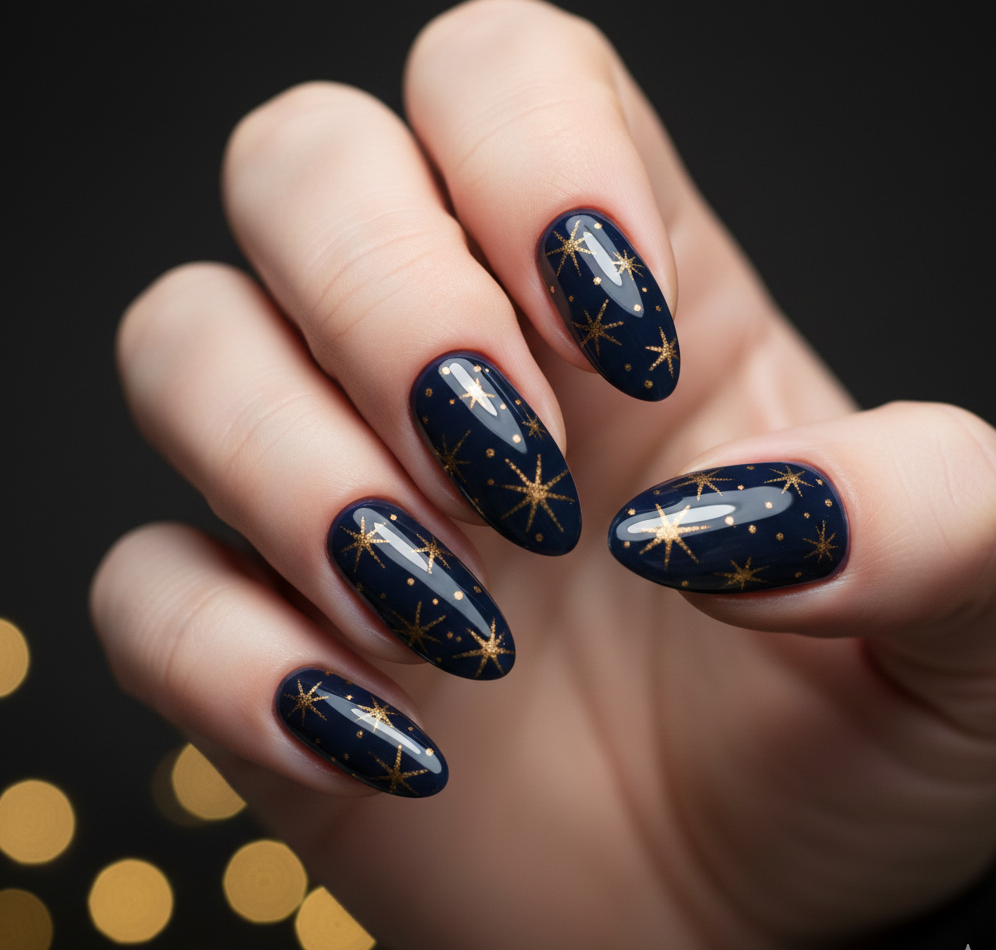 elegant sparkle star nail art