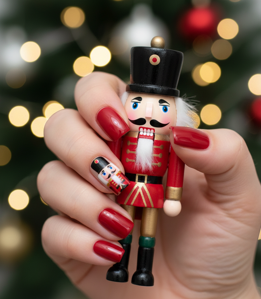 nutcracker accent nail art 