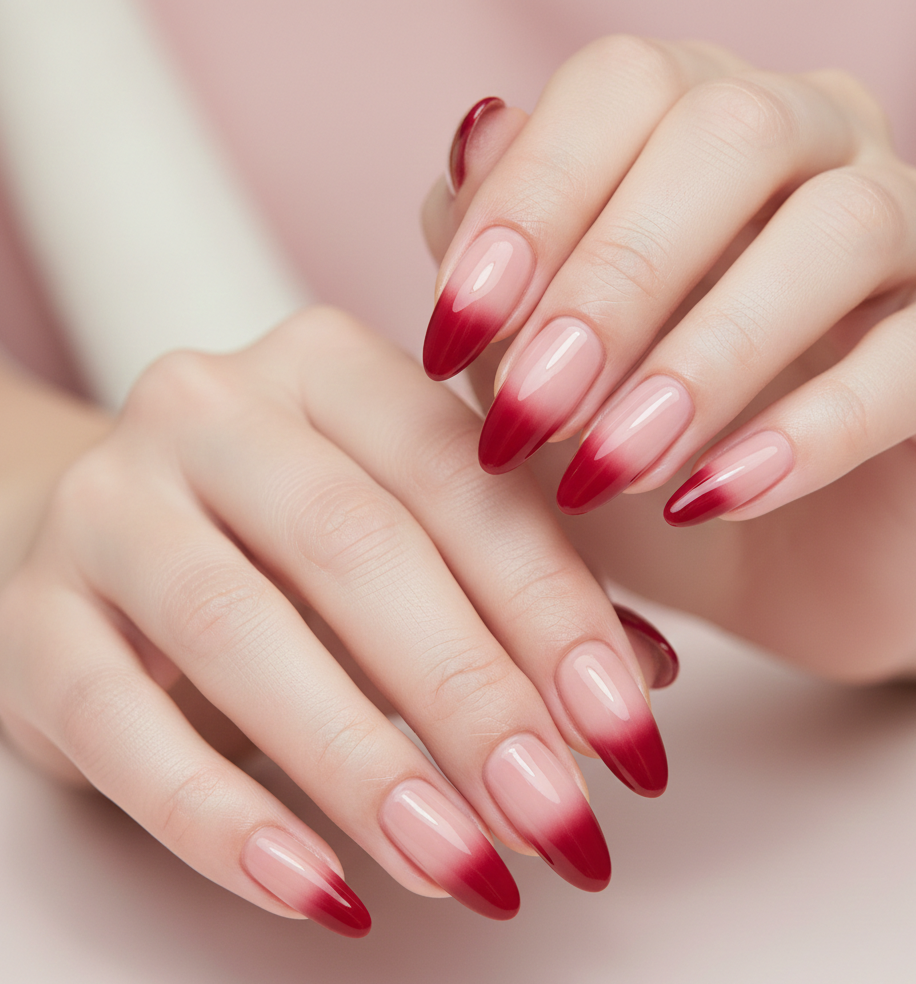 red Ombre nails
