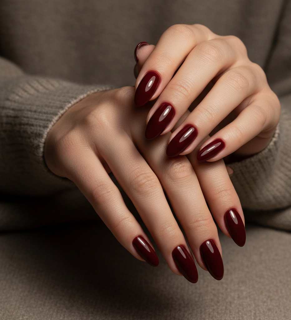 burgundy red nails