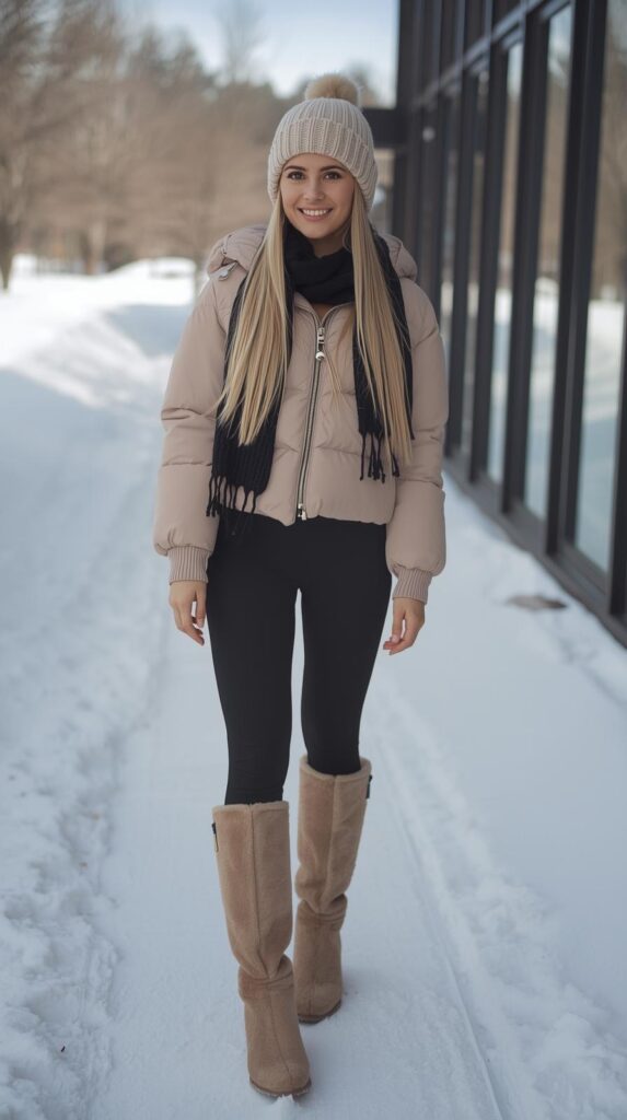 beige puffer jacket