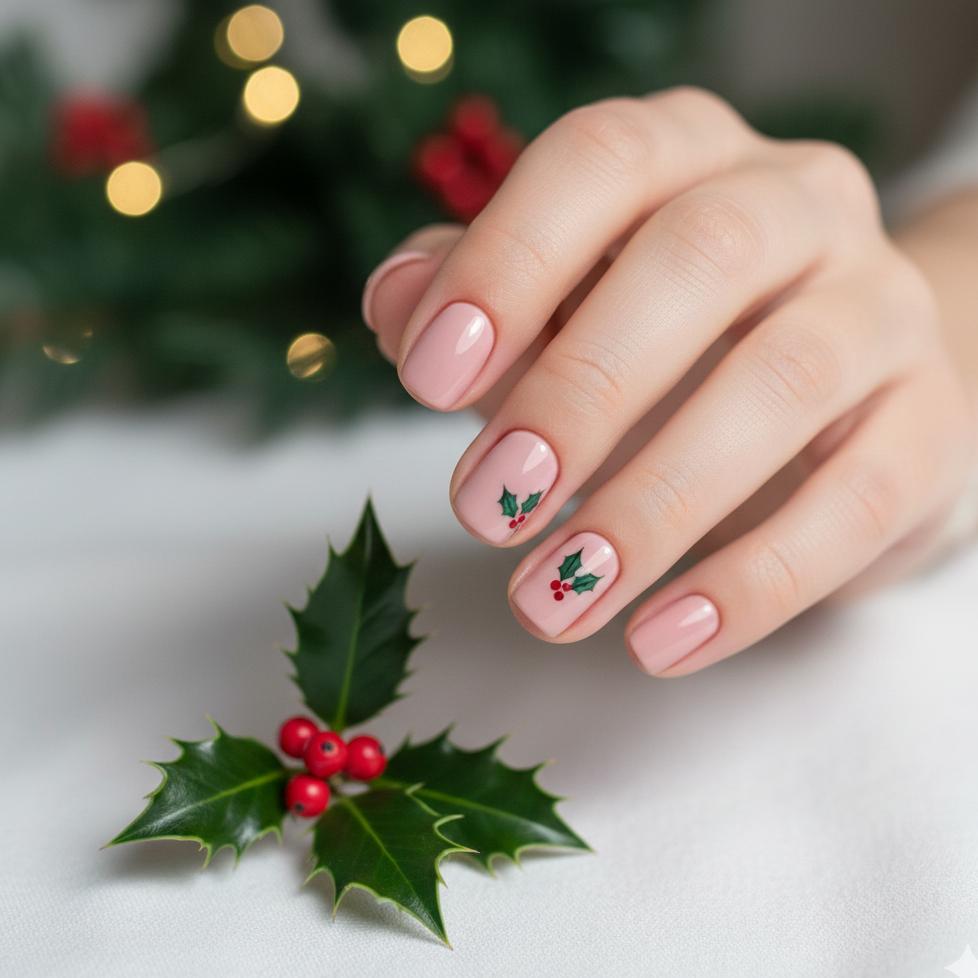 holly berry nail art