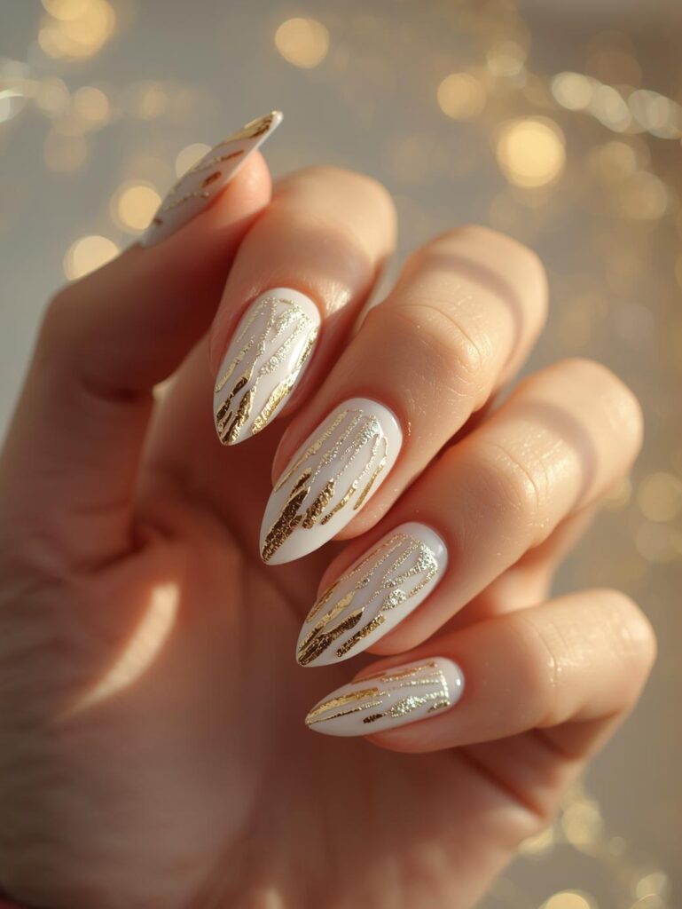 gold foil icicles nail art