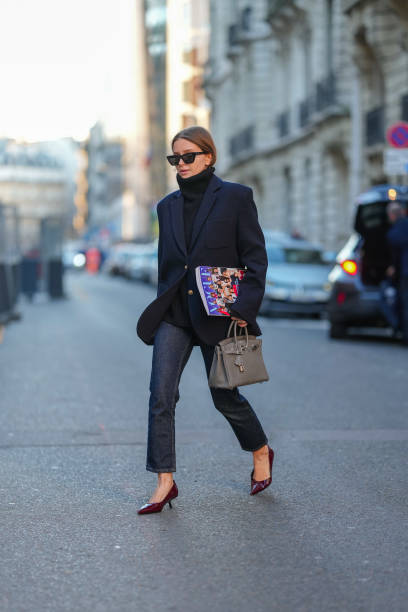 Classy layers with turtleneck and jeans