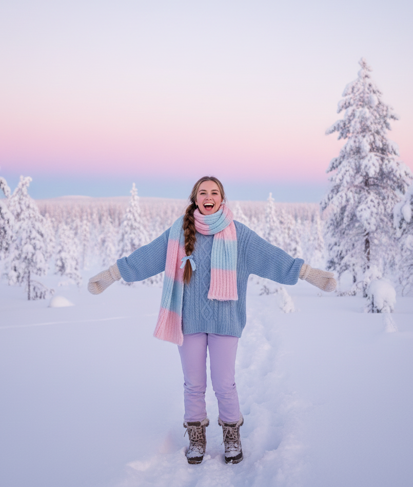 cozy pastel winter outfit