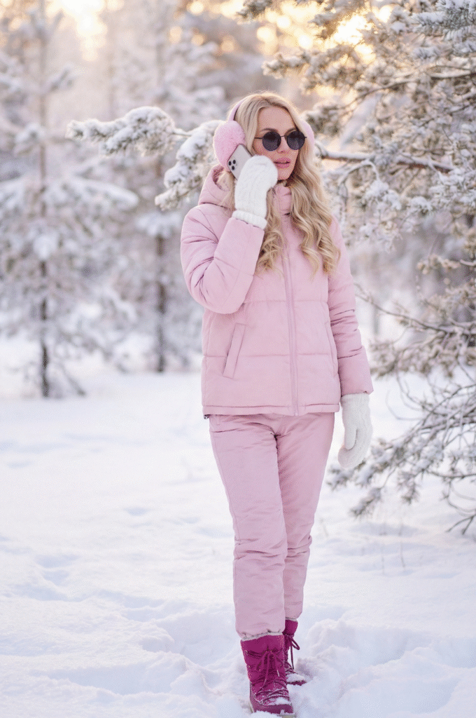 pastel pink puffer set